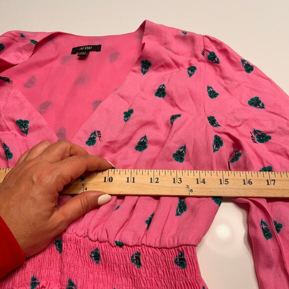 NEW AFRM Chic Pink With Polka Dots And Smocked Waist Midi Dress Size Small/P - Picture 10 of 11